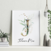 Custom Initial Art with Name Personalized Nursery Art - Eucalyptus Leaves