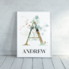 Custom Initial Art with Name Personalized Nursery Art - Eucalyptus Leaves