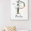 Custom Initial Art with Name Personalized Nursery Art - Eucalyptus Leaves